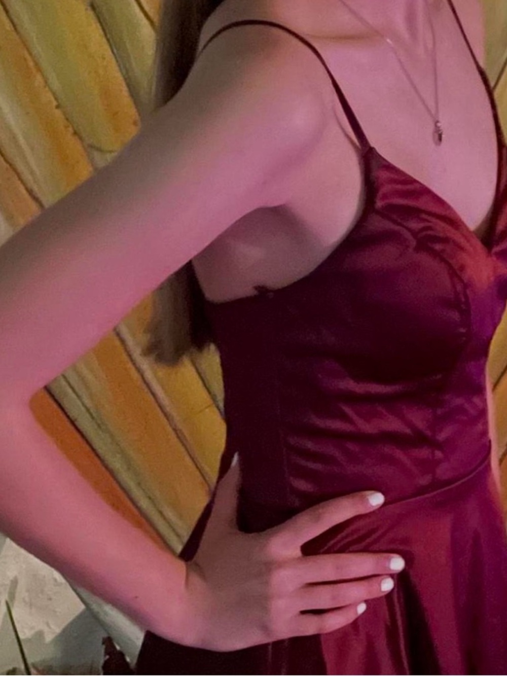 Satin Burgundy Spaghetti Strap Dress